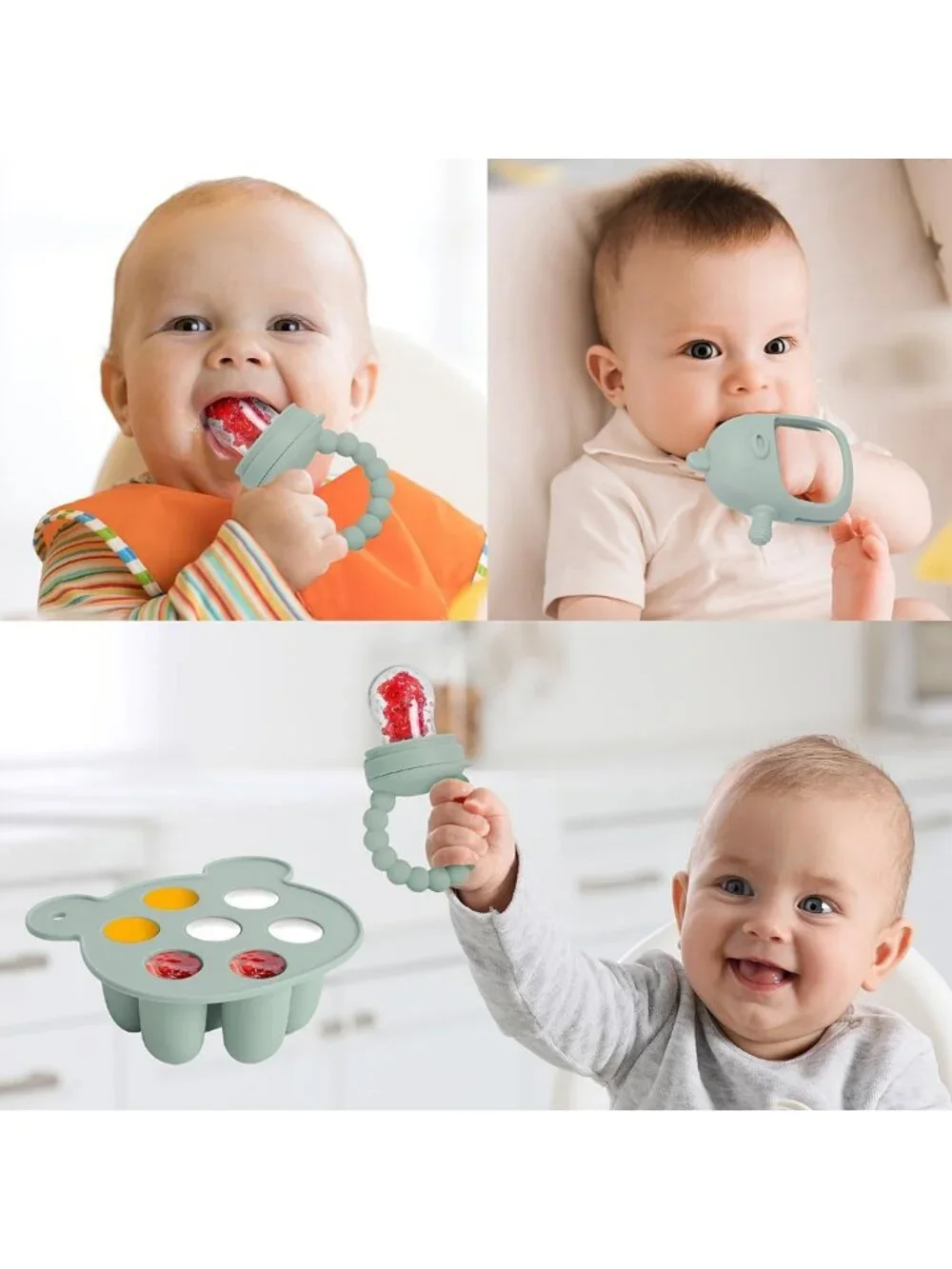 3-in-1 Baby Food Feeder Set - Silicone Popsicle Mold & Teething Toy, BPA Free, 3